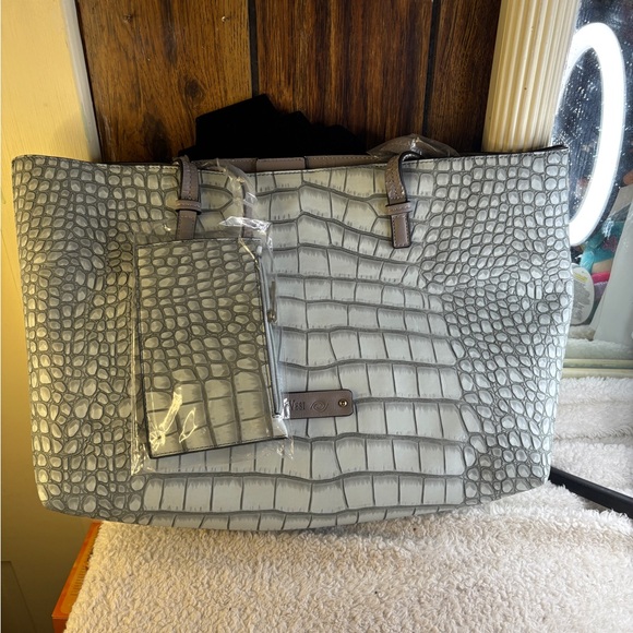 De-Vesi Handbags - De-VESI Elegant Gray Crocodile-Embossed Tote/Shoulder Bag/Wallet NWT retail$225